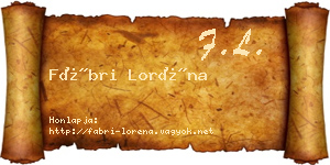 Fábri Loréna névjegykártya